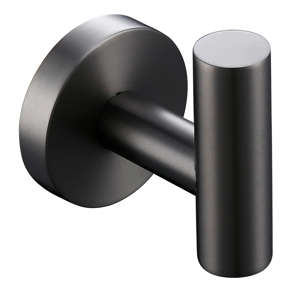 Stainless steel bathroom accessories set with towel bar, hook, ring and paper holder in gun gray finish