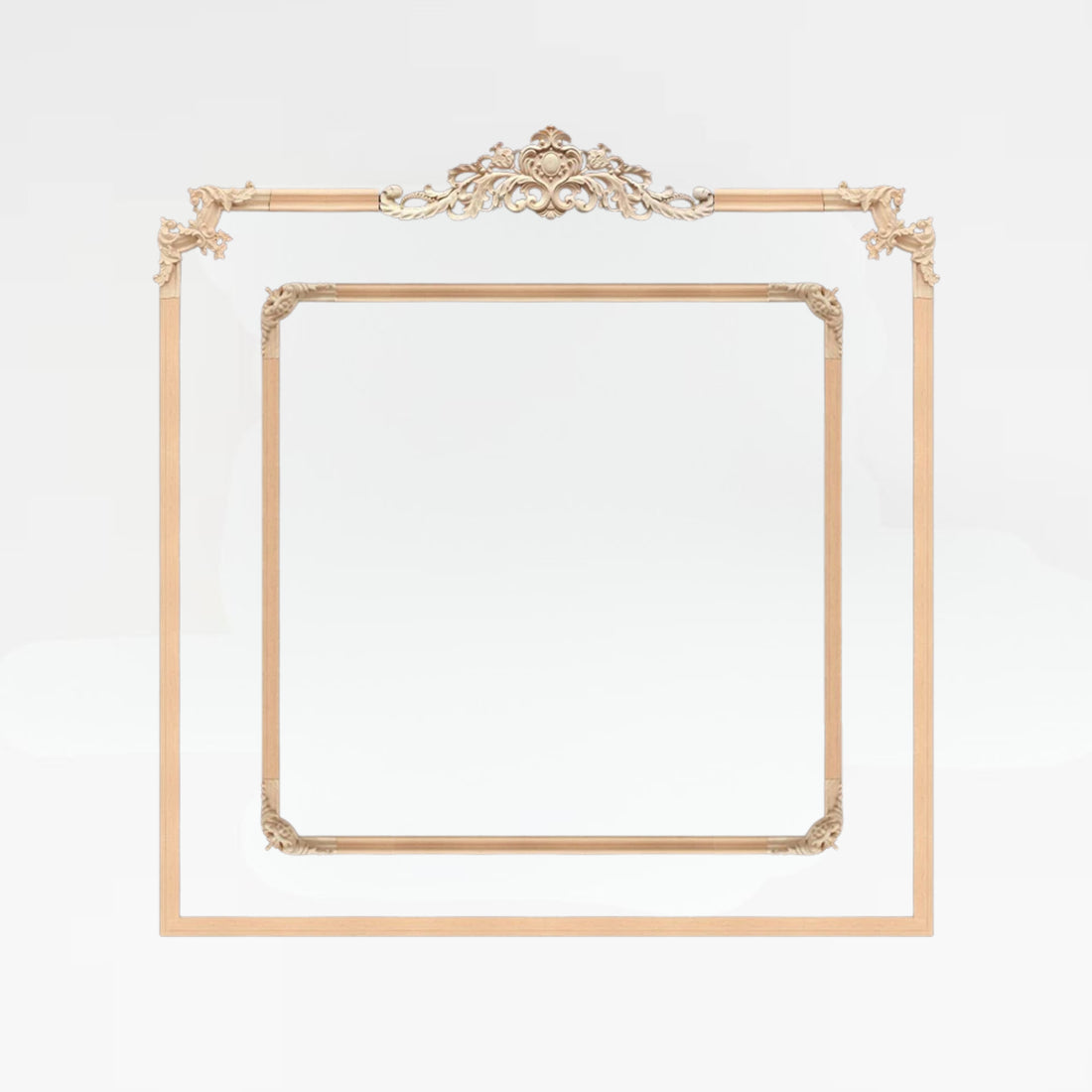 Antique European capital wood applique decorative molding on wall